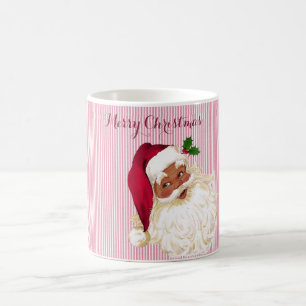 Black Santa Claus Cranberry Stripe Tasse