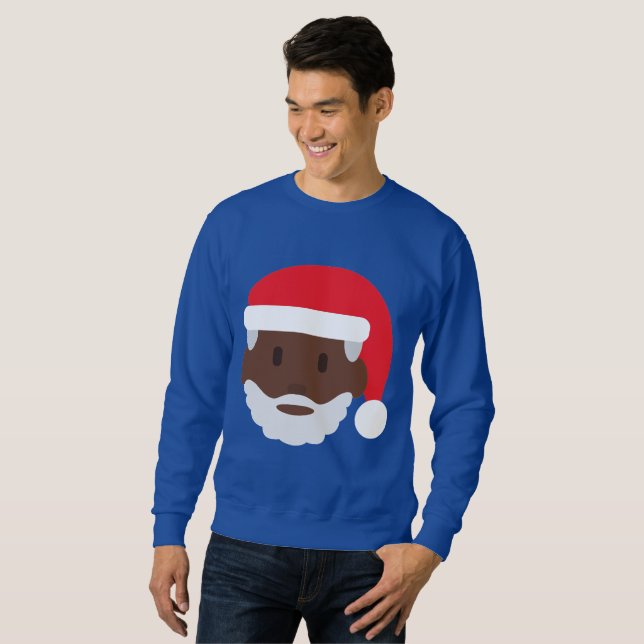 Black Santa claus emoji xmas mens Sweatshirt (Vorne ganz)
