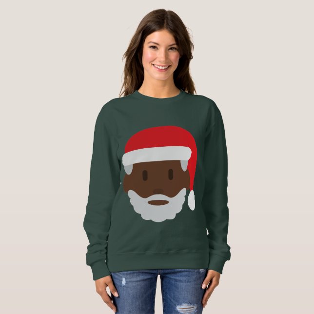 Black Santa claus emoji xmas women Sweatshirt (Vorne ganz)