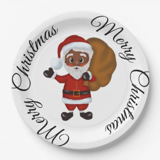 Black Santa Claus Frory Weihnachtspapier Platte Pappteller
