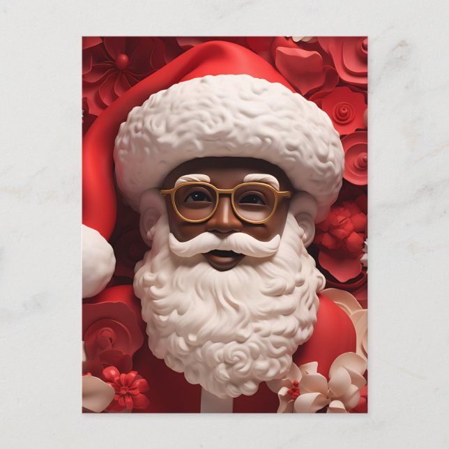 Black Santa Claus Melanin Kris Kringle Xmas Bruh Postkarte (Vorderseite)