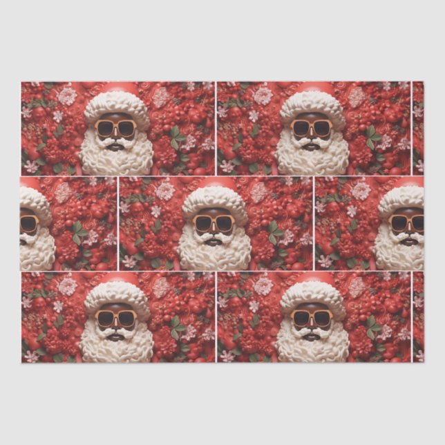 Black Santa Claus Melanin Weihnachten 3D St. Nick Seidenpapier (Vorderseite)