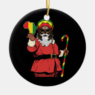 Black Santa Claus Rasta Hat Weiha Rastafarian Keramik Ornament