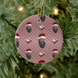 Black Santa Claus Red Striping Keramik Ornament