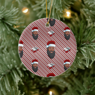 Black Santa Claus Red Striping Keramik Ornament