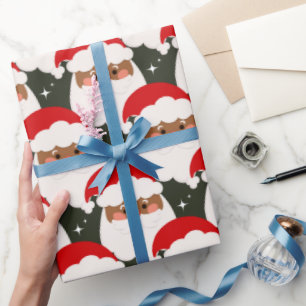 Black Santa Claus Sparkle Ästhetik Xmas Green Geschenkpapier