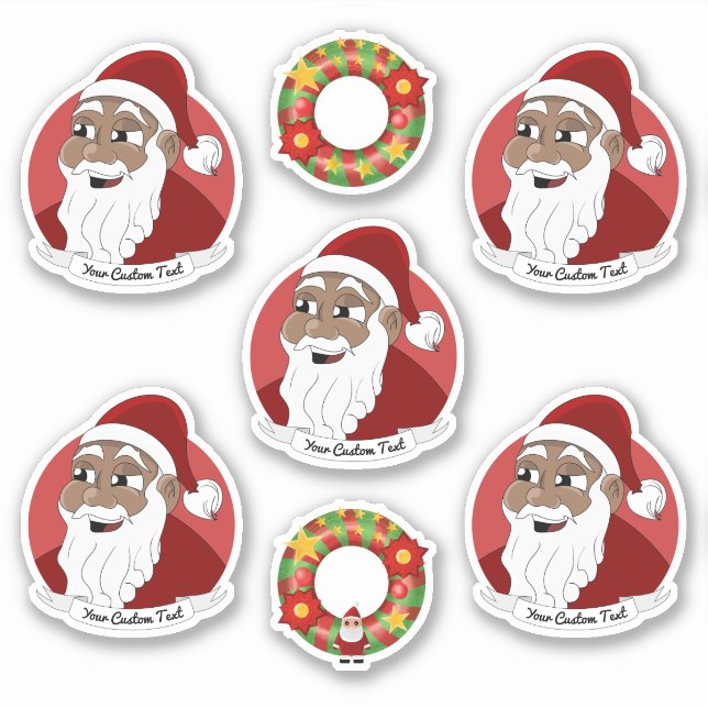 Black Santa Claus Weihnachten Cartoon Aufkleber (Vorderseite)