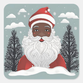 Black Santa Claus Weihnachten Quadratischer Aufkleber