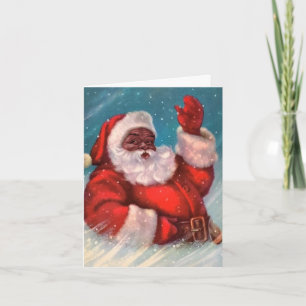 Black Santa Claus Weihnachtskarte Karte