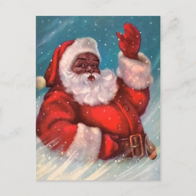 Black Santa Claus Weihnachtspostkarte Postkarte (Vorderseite)