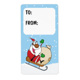 Black Santa Clause auf dem Sleigh-Geschenk-Label