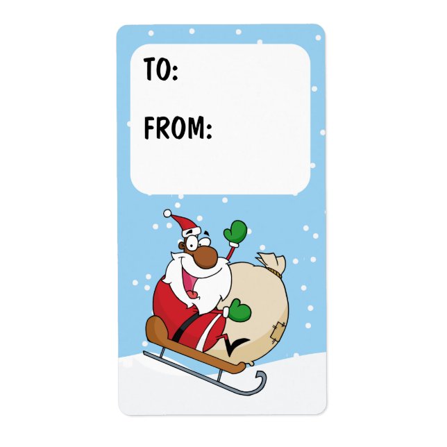 Black Santa Clause auf dem Sleigh-Geschenk-Label (Vorne)