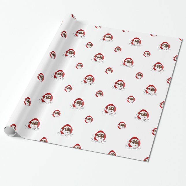 Black Santa Clause Cartoon Geschenkpapier (Ungerollt)