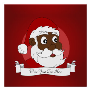 Black Santa Clause Cartoon Poster