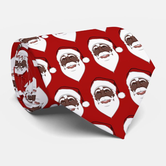 Black Santa Clause Krawatte African Christmas Neck (Gerollt)