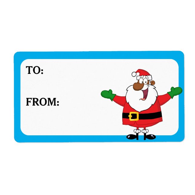 Black Santa Hugs gedrucktes Geschenklabel (Vorne)