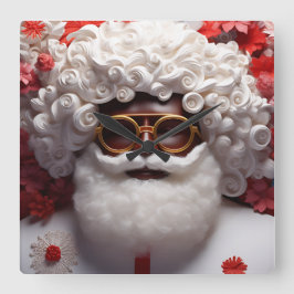 Black Santa Melanin Christmas King Bruh Saint Nick Quadratische Wanduhr