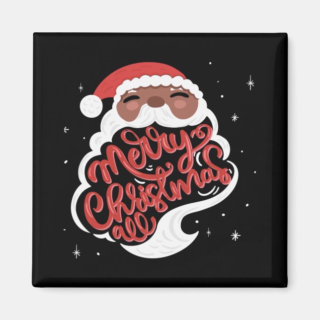 Black Santa Merry Christmas All Toddler T Shirt  Magnet (Vorne)