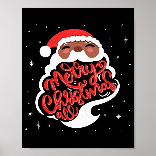 Black Santa Merry Christmas All Toddler T Shirt  Poster (Vorne)