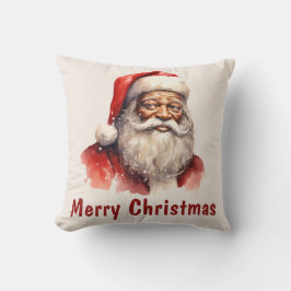 Black Santa Merry Christmas Throw Kissen