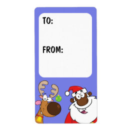 Black Santa & Reindeer-Geschenketikett