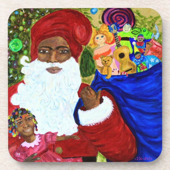 Black Santa Set Designer Untersetzer - Weihnachten (Vorderseite)