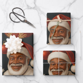 Black Santa Sheets Geschenkpapier Set