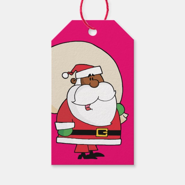 Black Santa Toy Sack Paper Geschenkmarke Geschenkanhänger (Vorderseite)