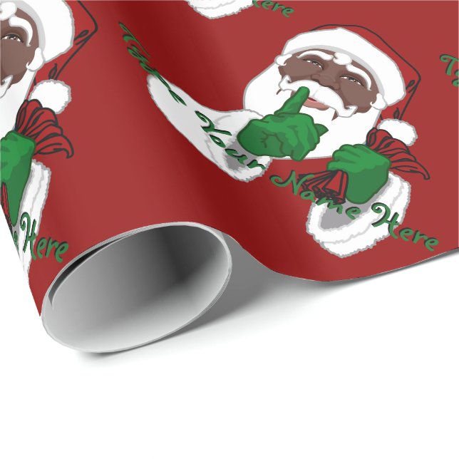 Black Santa Wrapping Paper Custom Christmas Paper Geschenkpapier (Rolleneckpunkt)