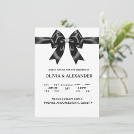 Black Satin Bow Wedding Invitation | Elegant Ribbo Einladung