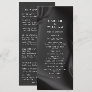 Black Satin Elegance Wedding Program Einladung