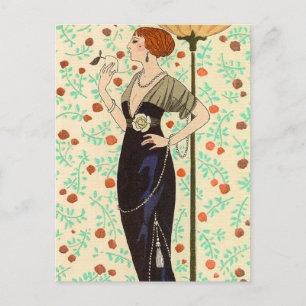 Black Satin und Rose von George Barbier Postkarte