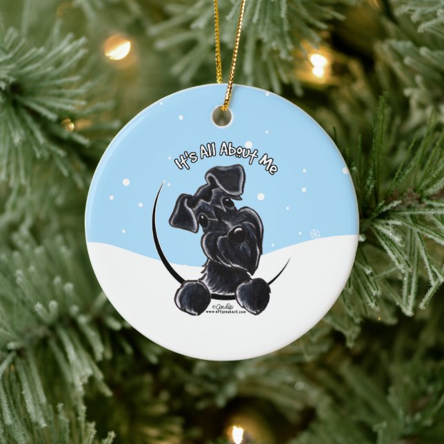 Black Schnauzer - Alles über mich Weihnachten Keramik Ornament (Baum)