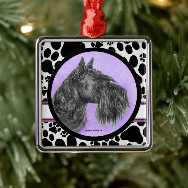 Black Schnauzer Art von Glenda Harlan Ornament Aus Metall (Baum)