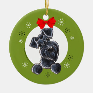 Black Schnauzer Natural Ears Weihnachtsklassiker Keramikornament
