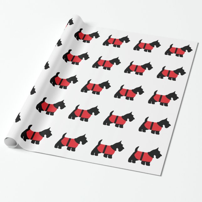 Black Scott mit Red Coat Wrapping Paper Geschenkpapier (Ungerollt)
