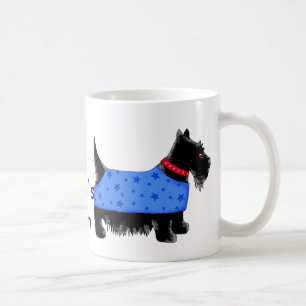 Black Scottie Dog Blue Coat Name Personalisiert Kaffeetasse