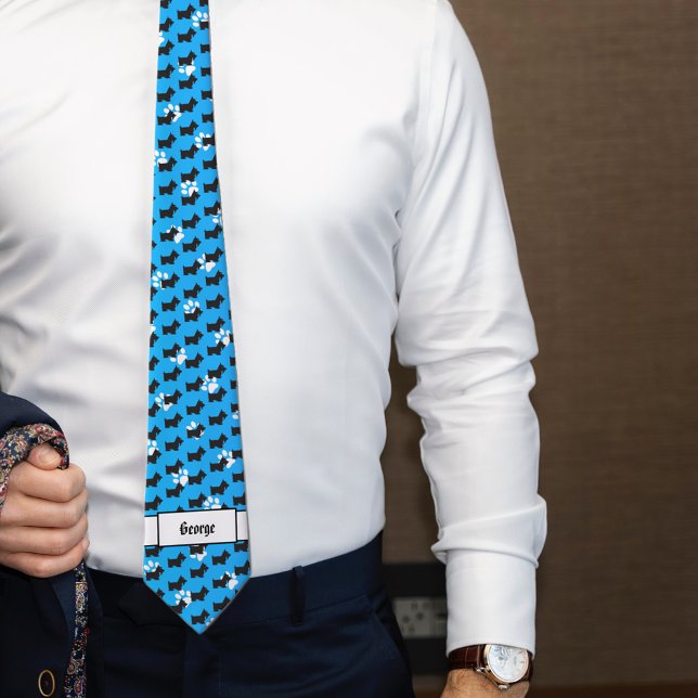 Black Scottie Dog Monogram Krawatte (Von Creator hochgeladen)