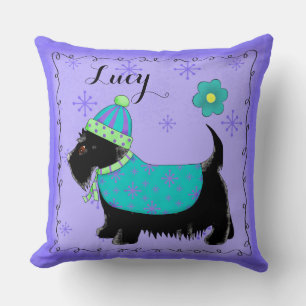 Black Scottie Dog Name Personalisiert Lavender Kissen