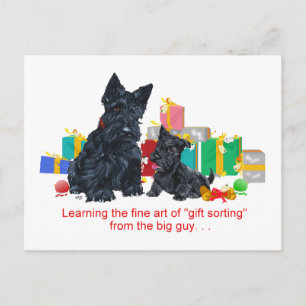 Black Scottie & Pup Christmas Feiertagspostkarte