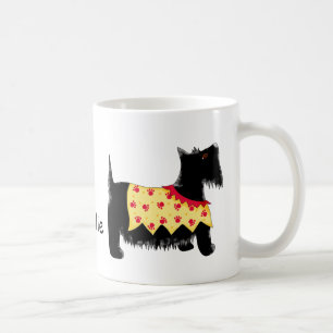 Black Scottie Terrier Dog Gelber Name Personalisie Tasse