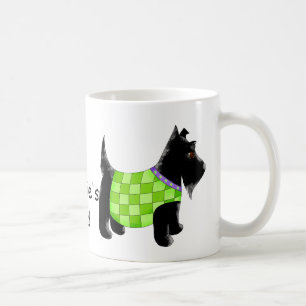 Black Scottie Terrier Dog Green Name Personalisier Tasse