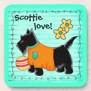 Black Scottie Terrier Dog Liebe Personalisiert Aqu Getränkeuntersetzer