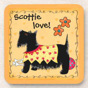 Black Scottie Terrier Dog Liebe Personalisiert gel Untersetzer