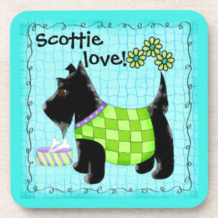 Black Scottie Terrier Dog Liebe Personalisiert Gre Untersetzer