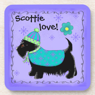 Black Scottie Terrier Dog Liebe Personalisiert Lil Untersetzer