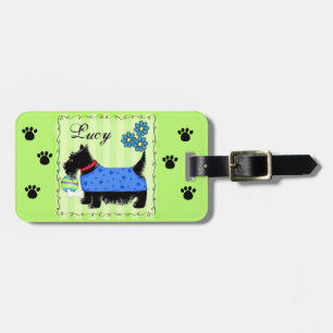 Black Scottie Terrier Dog Name Personalisiert Gree Gepäckanhänger