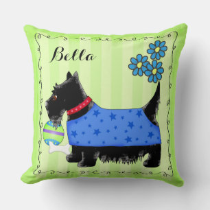 Black Scottie Terrier Dog Name Personalisiert Gree Kissen