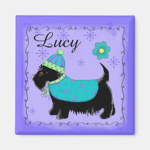 Black Scottie Terrier Dog Name Personalisiert Lila Magnet