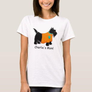 Black Scottie Terrier Dog Orange Name Personalisie T-Shirt